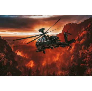 Fototapeta DIMEX | Vliesová fototapeta Americký vrtulník MS-5-2846 | 375 x 250 cm | černá, žlutá, oranžová + Vliesová fototapeta na stěnu DIMEX Americký vrtulník MS52846 v rozměru 375 x 250 cm + lepidlo zdarma