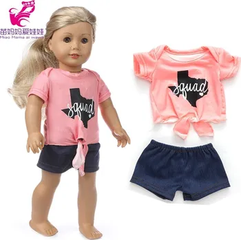 Dvoudílný letní set trika s uzlem a kraťásky pro Baby Born či American Girl Motiv: Set, růžová