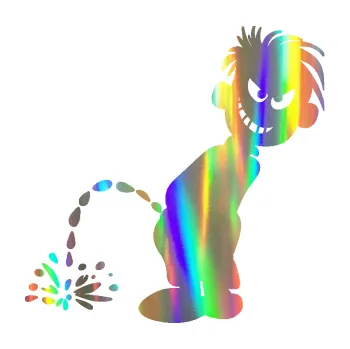 Samolepicí dekorace na vozidlo Boy čůrá 007 levá (93 - Holografická) SAMOLEPKA NA AUTO, NÁLEPKA, FÓLIE, POLEP, TUNING, VLASTNÍ TEXT, TISK, AUTOSAMOLEPKY.cz, POLEPY, OBRÁZEK, LOGO, 3D STICKERS