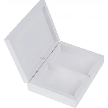 Dárková krabička FK Dřevěná krabička Plochá - 16x12x4 cm, Bílá