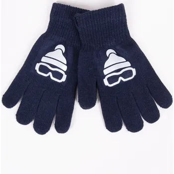 Rukavice Rukavice prstové YO RED0237C tm. modré s reflexním obrázkem lyžařské brýle velikost rukavic: 14 cm