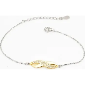 Náramek Dámský stříbrný náramek se zirkony 17-20 cm STNA0529F