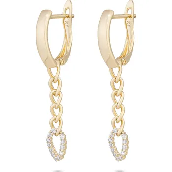 Náušnice biju Pozlacené náušnice 14k, visací zirkonové kolečko na řetízku 1002481