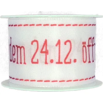 Stuha Stuha Vánoční NEOTEVÍRAT DO 24.12. ! 40mm x 2m (5,-Kč/m) (Stuha vánoční, bílá, vtipná, jednostranný potisk)