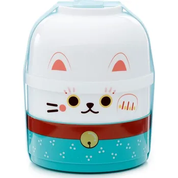 Sada nádobí Dvoupatrová krabička na jídlo s kočkou Maneki Neko