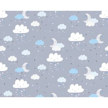 Tapeta Vliesová tapeta do dětského pokoje noční obloha, mraky,modrá, šedá 381252 / dětské tapety na zeď 38125-2 Little Love (0,53 x 10,05 m) A.S.Création
