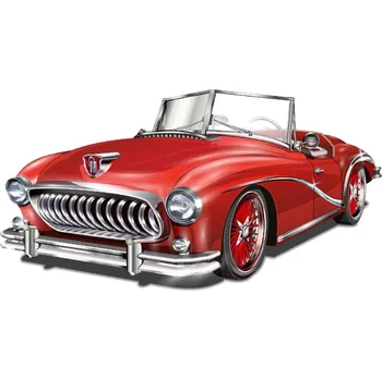 Fototapeta DIMEX | Vliesová fototapeta Retro červené auto MS-5-2204 | 375 x 250 cm| červená, bílá, metalická + Vliesová fototapeta na stěnu DIMEX Retro červené auto MS52204 v rozměru 375 x 250 cm + lepidlo zdarma