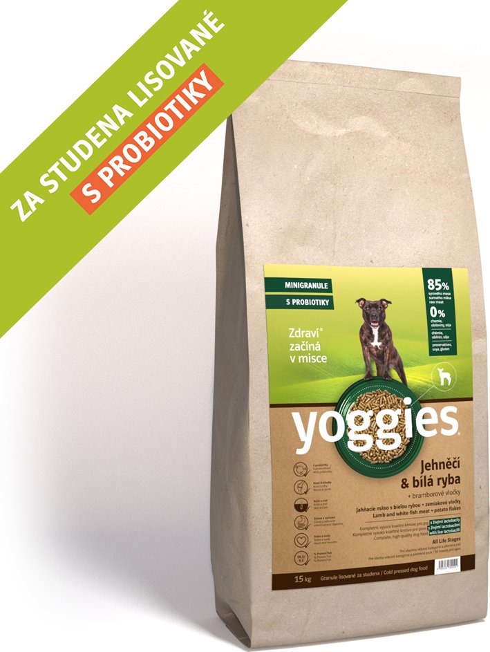 Yoggies jehněčí a bílá ryba 15kg Minigranule