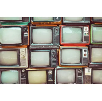 Fototapeta DIMEX | Vliesová fototapeta Retro televizory MS-5-2137 | 375 x 250 cm| červená, černá, oranžová, šedá + Vliesová fototapeta na stěnu DIMEX Retro televizory MS52137 v rozměru 375 x 250 cm + lepidlo zdarma