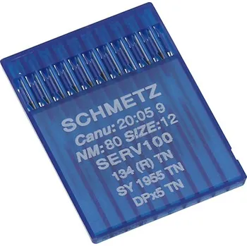 Strojové jehly pro průmyslové šicí stroje Schmetz 134 (R) TN 80, zlatá jehla