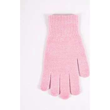 Rukavice YO Rukavice prstové RED0018K růžové lurex velikost rukavic: 21 cm