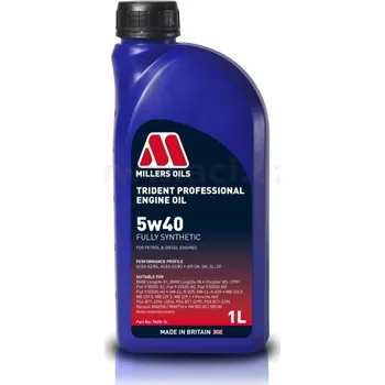 Auto-moto MILLERS OILS motorový olej plně syntetický Trident Professional 5w40 1l