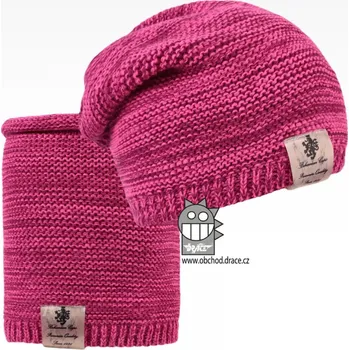 Čepice Čepice pletená a nákrčník Dráče - Colors set 25, růžový melír Barva: Růžová, Velikost: 48-50