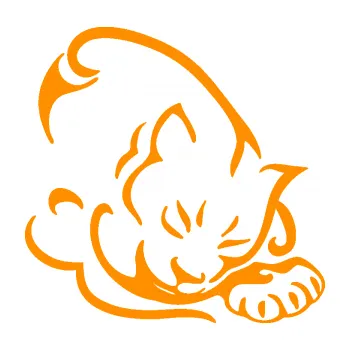 Samolepící dekorace SAMOLEPKA Kočka 030 pravá (06 - oranžová) NA AUTO, NÁLEPKA, FÓLIE, POLEP, TUNING, VLASTNÍ TEXT, TISK, AUTOSAMOLEPKY.cz, POLEPY, OBRÁZEK, LOGO, SAMOLEPKY