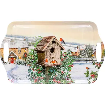 Leonardo, Anglie Leonardo - Plastový tác Ptáčci u budky v zimě - 49*30 cm