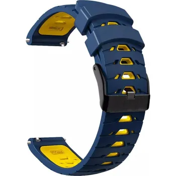 eses Silikonový vzorkovaný řemínek - Tmavě modro žlutý, 22 mm