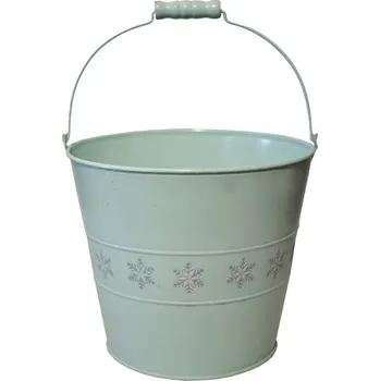 Květináč Plechový květináč kyblík Vločka zelený 19,5x22,5 cm (134746 015 CAM-104-00985-22 obal zelený plech)