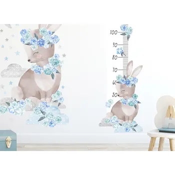 dětský metr Pastelowe Love Nálepka na zeď - dětský metr králíček barva: Modrá