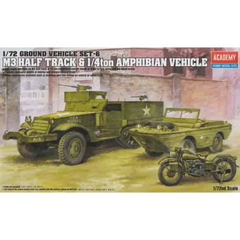 Plastikový model Academy M3 Half Track & 1/4 Ton Amphibian Vehicle 1:72