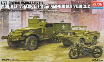 Plastikový model Academy M3 Half Track & 1/4 Ton Amphibian Vehicle 1:72