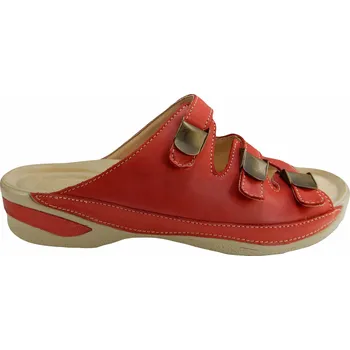 Dámské pantofle Červené kožené nazouváky K 1579 -209 42