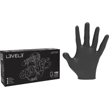 Jednorázový oděv Černé profesionální nitrilové rukavice L3VEL3 Nitrile gloves Black 100 ks