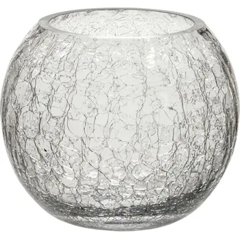 Svícen Skleněný kulatý svícen s popraskáním S - 12*12*9,5 cm