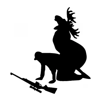 Samolepící dekorace SAMOLEPKA Los a lovec levá (01 - černá) NA AUTO, NÁLEPKA, FÓLIE, POLEP, TUNING, VLASTNÍ TEXT, TISK, AUTOSAMOLEPKY.cz, POLEPY, OBRÁZEK, LOGO, SAMOLEPKY