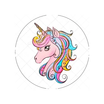 Jedlá dekorace na dort HLAVA jednorožce, VARIANTA Jedlý papír 1556