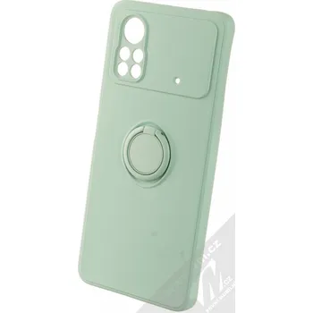 Pouzdro na mobilní telefon 1Mcz Grip Ring Skinny ochranný kryt s držákem na prst pro Xiaomi Poco X4 Pro 5G mátově zelená (mint green)