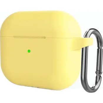 Pouzdro na mobilní telefon Silikonový ochranný obal s karabinou pro AirPods 3 - žlutý