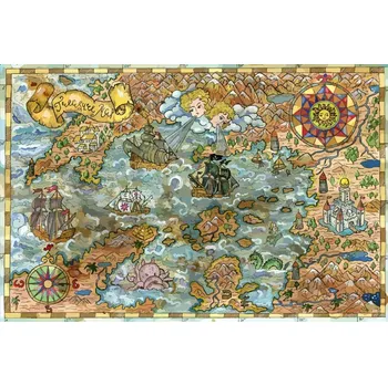 Fototapeta DIMEX | Vliesová fototapeta Mapa s pirátskými loděmi MS-5-1523 | 375 x 250 cm| modrá, černá, žlutá, hnědá + Vliesová fototapeta na stěnu DIMEX Mapa s pirátskými loděmi MS51523 v rozměru 375 x 250 cm + lepidlo zdarma