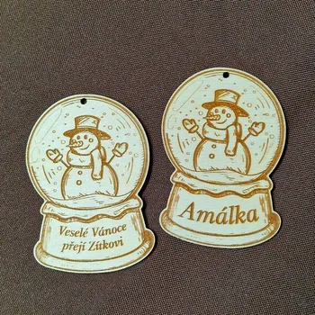 Vánoční dekorace Vánoční dekorace Sněhová koule - Sněhulák s vlastním jménem nebo nápisem