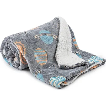 deka 4Home Beránková svítící deka Planetarium, 150 x 200 cm, šedá