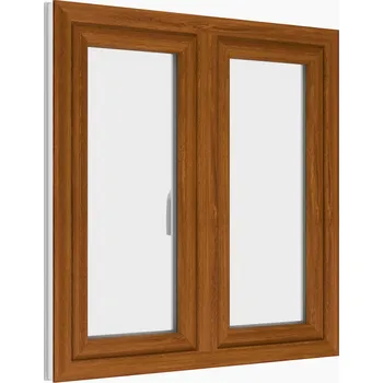 Okno plastové okno 150x150 cm, dvoukřídlé, zlatý dub/bílé, PREMIUM 7000 (rozměr 150x150 cm, otevírací a výklopné, bez středového sloupku)