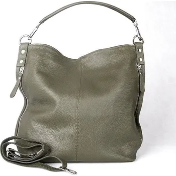 Kabelka Kožená tmavězelená kabelka na rameno i crossbody 7733