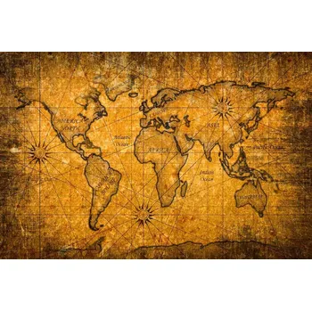 Fototapeta DIMEX | Vliesová fototapeta Vintage mapa světa VI. MS-5-1564 | 375 x 250 cm| zlatá, žlutá, hnědá + Vliesová fototapeta na stěnu DIMEX Vintage mapa světa VI. MS51564 v rozměru 375 x 250 cm + lepidlo zdarma