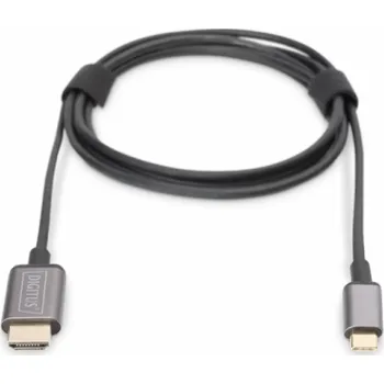 Video kabel Digitus USB-C - HDMI kabelový adaptér, 1,8 m 4K/30 Hz, černý, kovový kryt