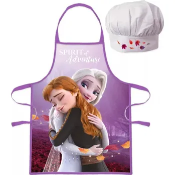 Dětská zástěra EUROSWAN • Dětská / dívčí zástěra s kuchařskou čepicí Ledové království - Frozen - motiv Spirit of Adventure - pro děti 3 - 8 let