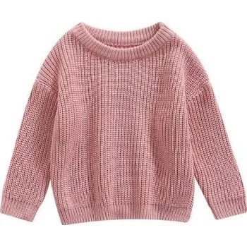 Chlapecký svetr Dětský podzimní pletený svetřík pro nejmenší Barva: růžový prášek, Velikost: 90/12-18M