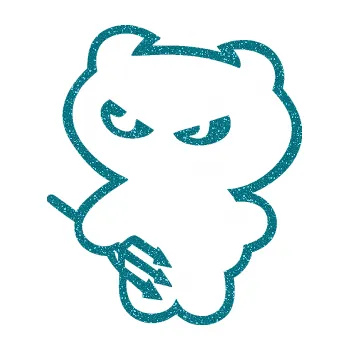 Samolepicí dekorace na vozidlo Čertík rošťák 001 levá s vidlemi (92 - Ultra Metalic tyrkysová) SAMOLEPKA NA AUTO, NÁLEPKA, FÓLIE, POLEP, TUNING, VLASTNÍ TEXT, TISK, AUTOSAMOLEPKY.cz, POLEPY, OBRÁZEK, LOGO, 3D STICKERS