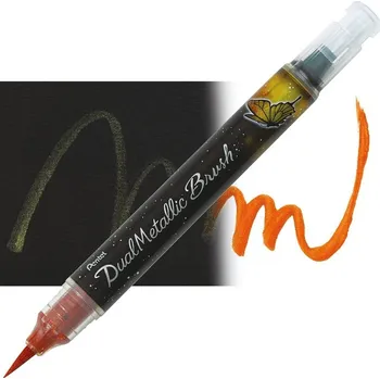 PENTEL Dual Metallic Brush Pen, oranžový