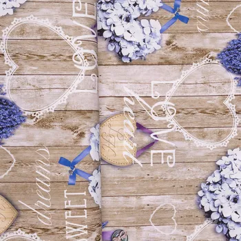 Tegatex Bavlněná látka s digitálním tiskem - Srdce na dřevě