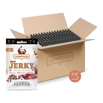 Sušené maso Lionfood PEPŘ 25 g Box 15ks