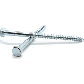 Vrut Podstavcový vrut do dřeva 10x200 zinek bílý, šestihranná hlava, DIN 571