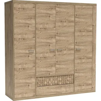 Šatní skříň Šatní skříň N3 Jarstol NATURAL dub ribbeck / kostka 4D2S, 200 cm