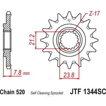 Řetězová sada pro motocykl Řetězové kolečko JT JTF 1344-13SC 13 zubů, 520