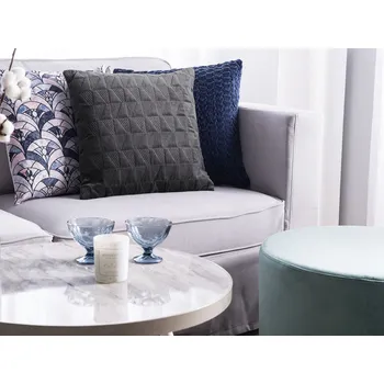 Bytový textil Sada 2 dekorativních polštářů šedé bavlněné geometrický vzor 45 x 45 cm čtverec minimalistický moderní dekorace doplněk Beliani