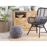 Pouf šedá bavlna kulatá 40 x 40 cm Pletení Boho styl Beliani