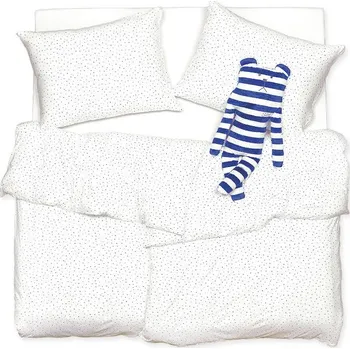 Povlečení SCANquilt povlečení JERSEY hvězdičky bílomodrá 140 x 200/70 x 90 cm